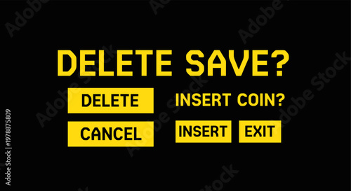 Retro arcade game interface with interactive yellow buttons