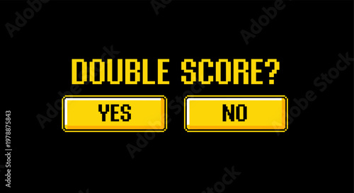 Retro pixel art game interface with double score popup