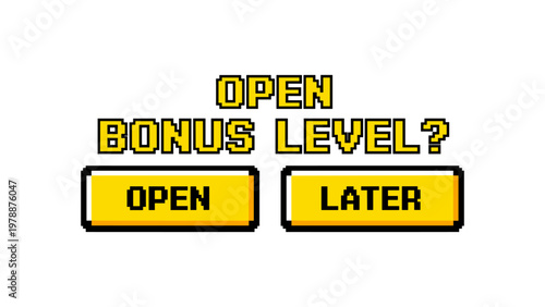 Retro pixel art game interface with bonus level options