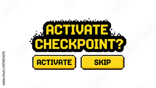 Retro pixel art game screen with activate checkpoint options