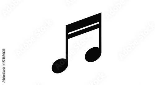 Black musical note icon against a white background silhouette
