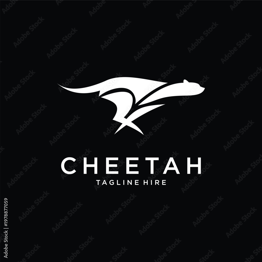 Obraz premium Cheetah logo design featuring a fast running animal silhouette on a black background. vector logo design. vector eps 10