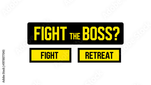 Game decision screen design with fight and retreat options