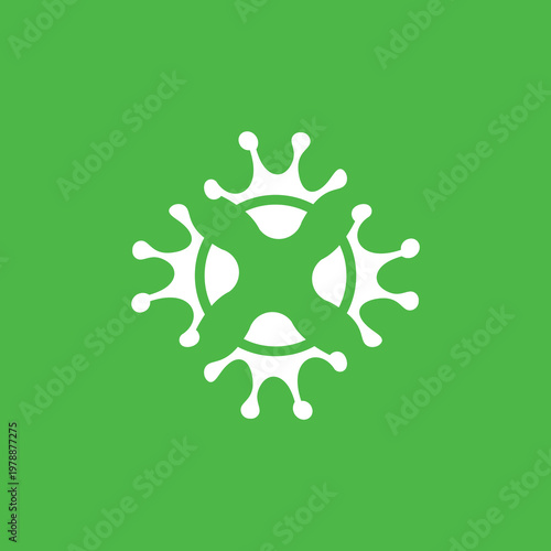 Crossed out virus symbol, representing pandemic cancellation and containment