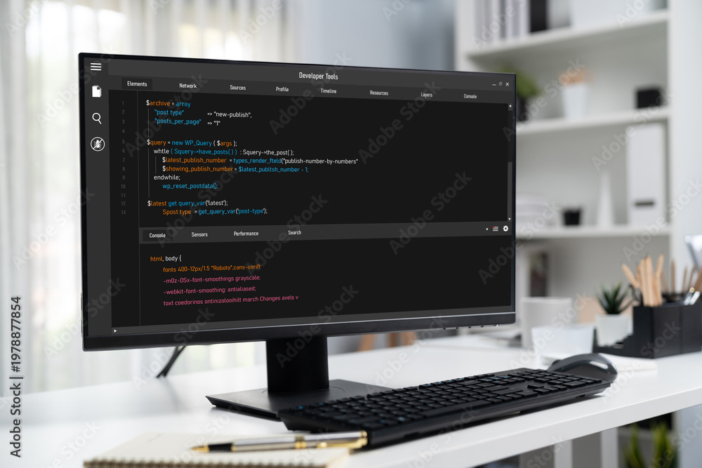 Fototapeta premium Software development programming on computer screen for brisk application and program coding