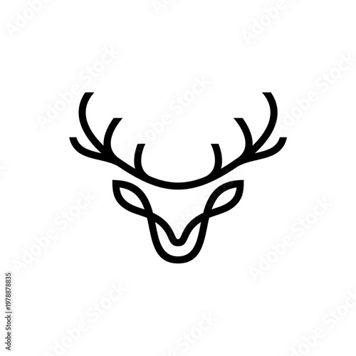 Deer Reindeer Elk Antlers Icon Logo Design