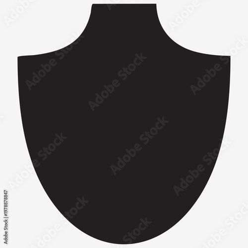 Black Shield Icon with Curved Top and Rounded Bottom