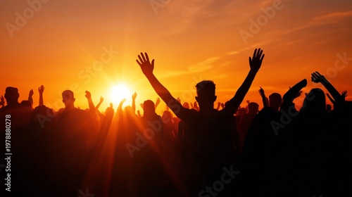 People Raising Hands During Sunset at a Gathering in an Outdoor Location