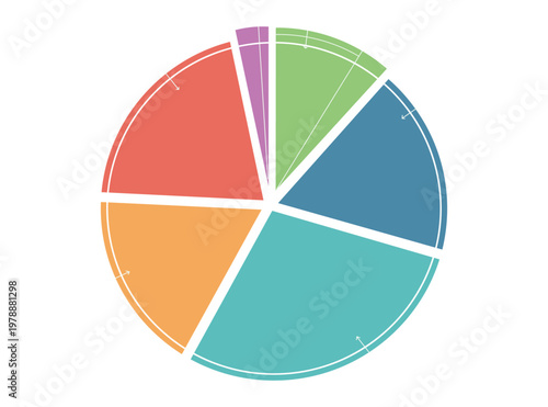 Colorful segmented pie chart representing data distribution proportions