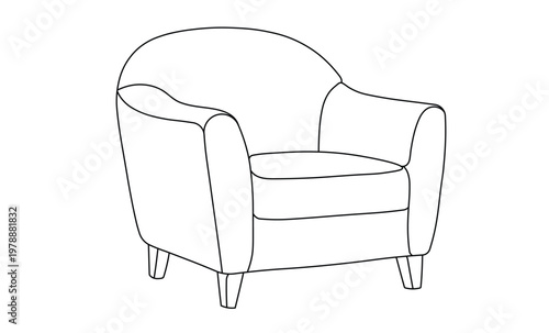Comfortable armchair in clean line art illustration style