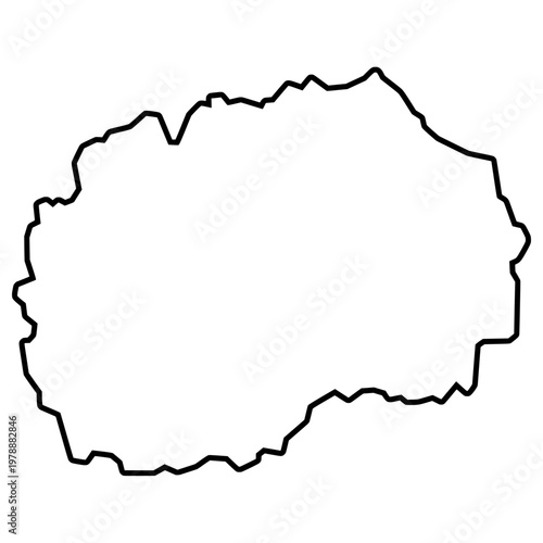 North Macedonia White Map with Black Outline