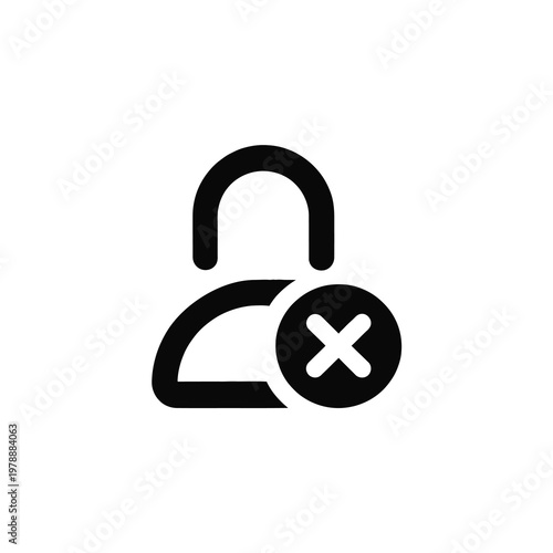 Vector icon of a person with a lock symbol indicating access denial or restriction