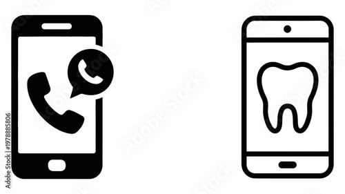 Dental emergency mobile support icon set for patient messaging and clinic booking mobile applications