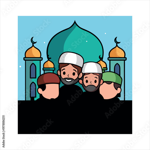 
Illustration of a muslim giving gifts alms during ramadan