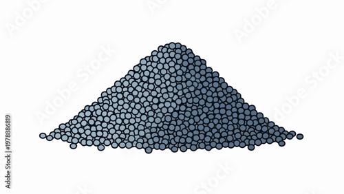Pile of small blue spheres forming a mound, representing granular material or tiny beads. Pile of small blue spheres for abstract backgrounds or texture.