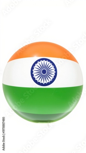Small inflatable Indian national flag with colorful design and Ashoka Chakra symbol in center.