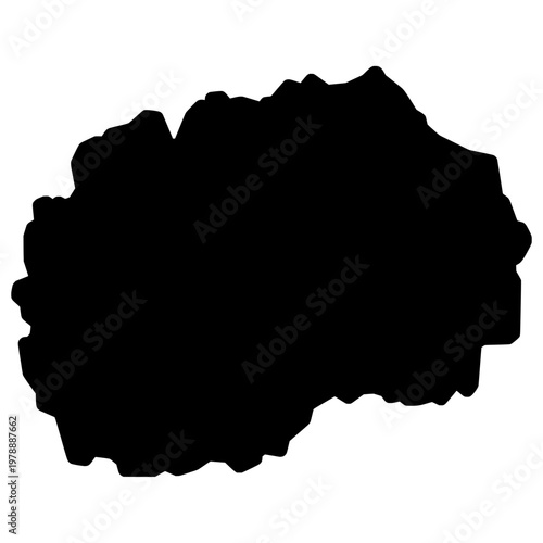 North Macedonia Black Map Flat Design
