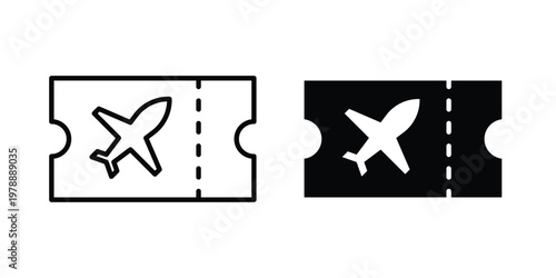 Airline ticket icon Outline Style. Vector Illustration in flat For Graphic Design