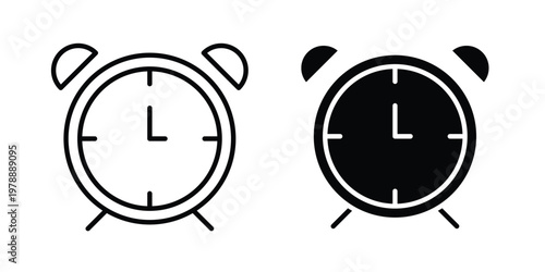 Alarm clock icon Outline Style. Vector Illustration in flat For Graphic Design
