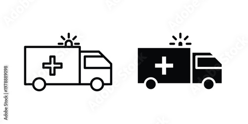 Ambulance icon Outline Style. Vector Illustration in flat For Graphic Design