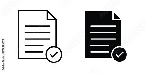 Approved document icon Outline Style. Vector Illustration in flat For Graphic Design
