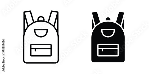 Backpack icon Outline Style. Vector Illustration in flat For Graphic Design