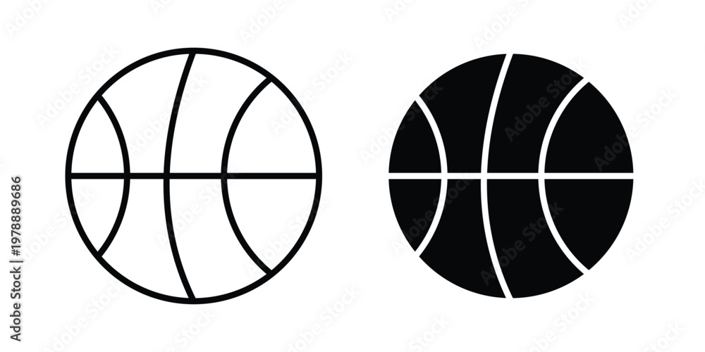 Obraz premium Basketball icon Outline Style. Vector Illustration in flat For Graphic Design