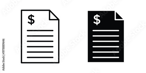Bank statement icon Outline Style. Vector Illustration in flat For Graphic Design