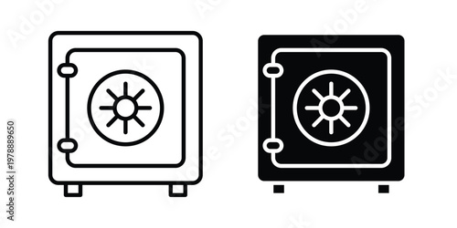 Bank vault icon Outline Style. Vector Illustration in flat For Graphic Design
