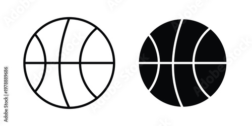 Basketball icon Outline Style. Vector Illustration in flat For Graphic Design
