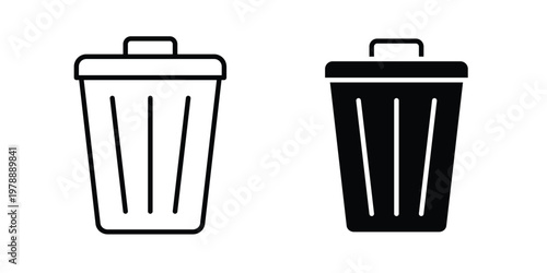 Bin icon Outline Style. Vector Illustration in flat For Graphic Design