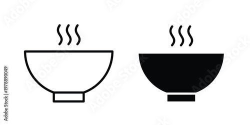 Bowl of soup icon Outline Style. Vector Illustration in flat For Graphic Design