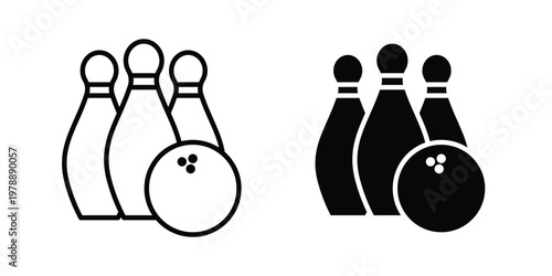 Bowling icon Outline Style. Vector Illustration in flat For Graphic Design