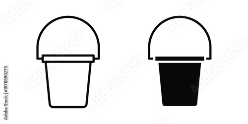 Bucket icon Outline Style. Vector Illustration in flat For Graphic Design