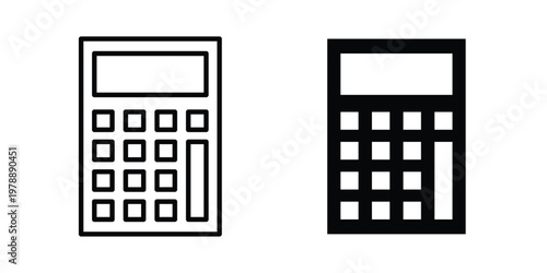 Calculator icon Outline Style. Vector Illustration in flat For Graphic Design