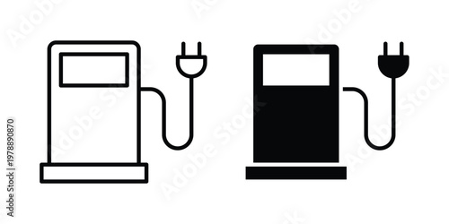 Charging station icon Outline Style. Vector Illustration in flat For Graphic Design