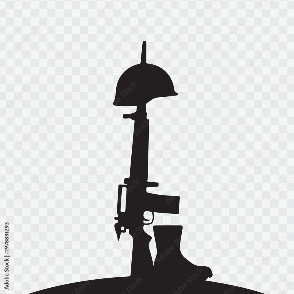 Naklejka premium the Fallen Soldier Battle Cross. Vector silhouette