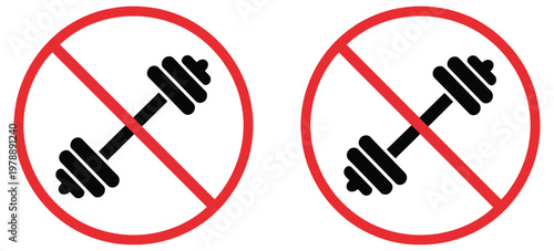 Exercise prohibited symbol pack, no workout icons, fitness restriction signs, physical activity banned graphics, recovery and rehabilitation safety warnings, medical health caution symbols