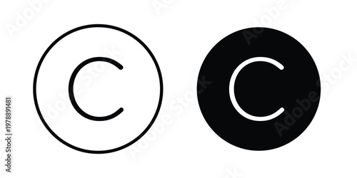 Copyright icon Outline Style. Vector Illustration in flat For Graphic Design
