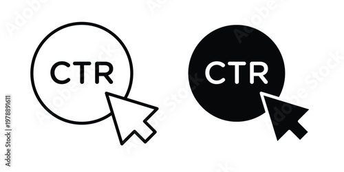 CTR icon Outline Style. Vector Illustration in flat For Graphic Design