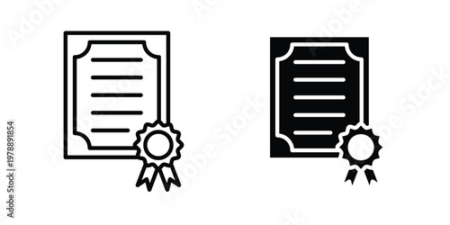 Diploma icon Outline Style. Vector Illustration in flat For Graphic Design