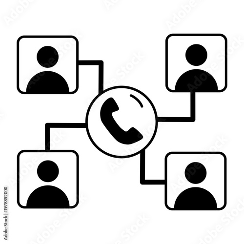 A glyph style icon showing call meeting schedule