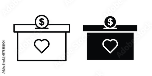 Donations icon Outline Style. Vector Illustration in flat For Graphic Design