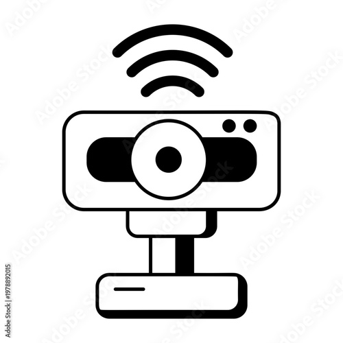 A glyph style icon showing webcam video device