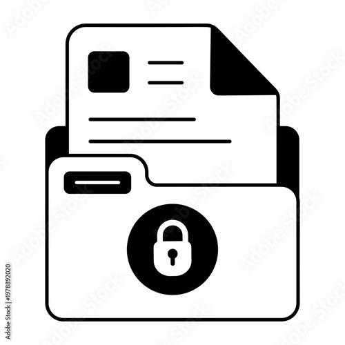 A glyph style icon showing secure folder protection