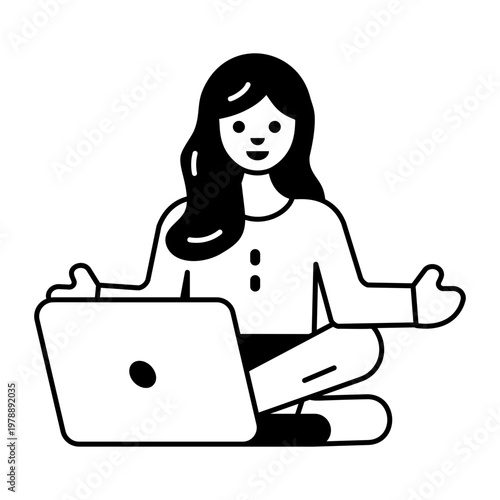 A glyph style icon showing freelancing work concept