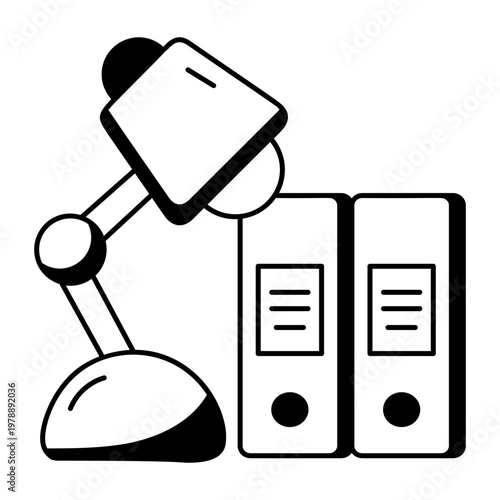A glyph style icon showing table lamp object