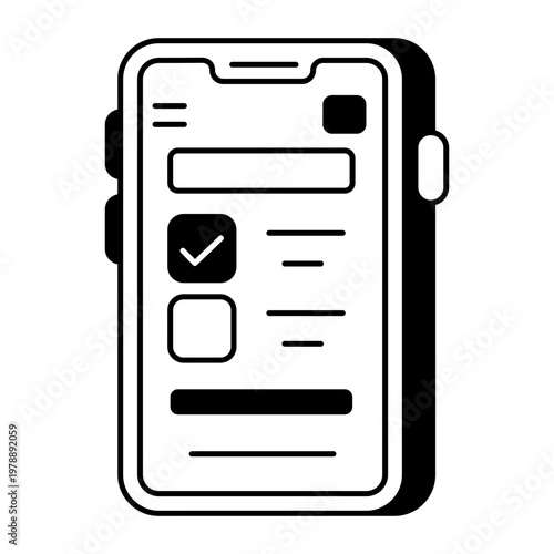 A glyph style icon showing task list checklist