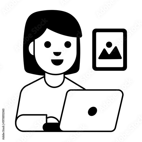 A glyph style icon showing outsourcing business process