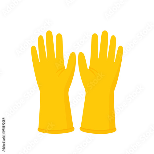 Yellow rubber gloves for hand protection during housework